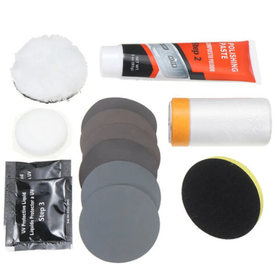Carbon steel headlight light repair tool for vehicle and machine maintenance.