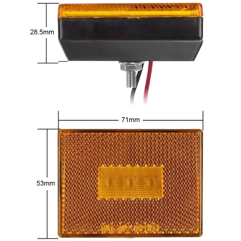 Red and yellow LED trailer side marker light with 19cm wire