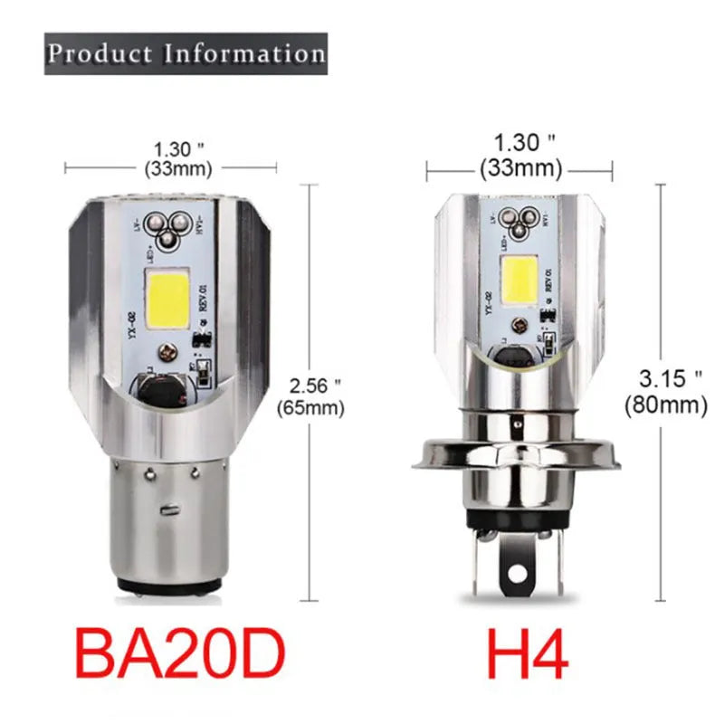 Motorcycle LED M4 double claw H6 built-in lights with aluminium housing and BA20D base
