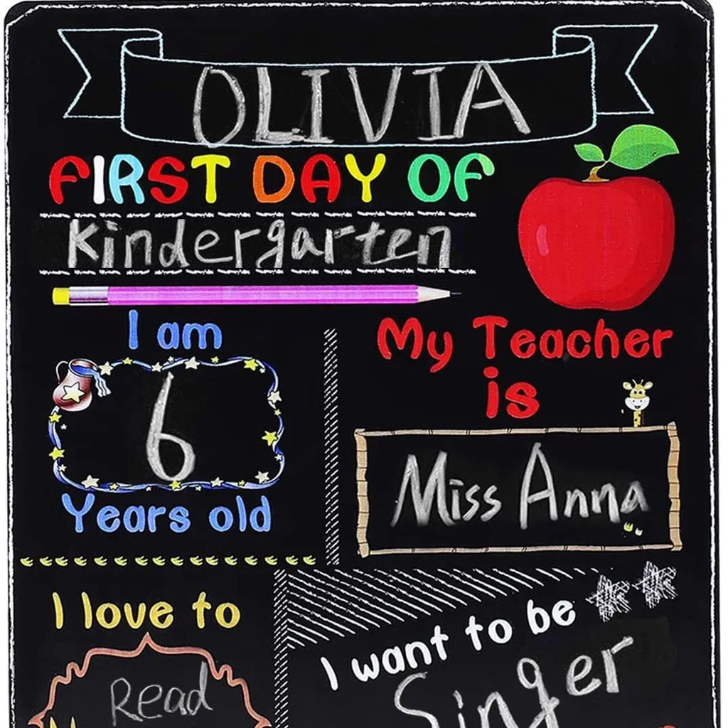 Wooden density plate blackboard ornament for first day of school, modern simplicity style.