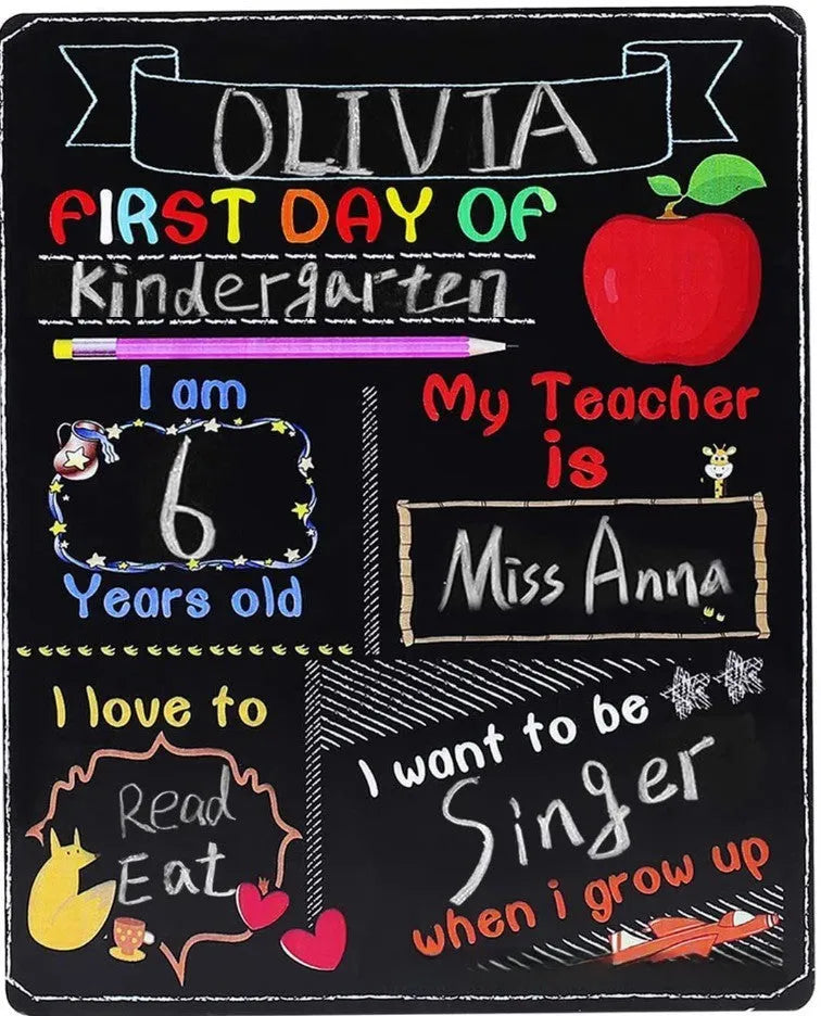 Wooden density plate blackboard ornament for first day of school, modern simplicity style.