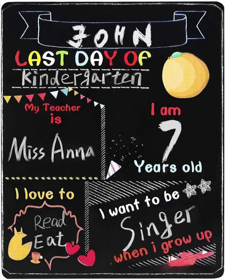 Wooden density plate blackboard ornament for first day of school, modern simplicity style.