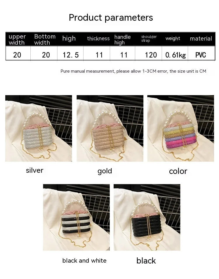 European retro style pearl beaded crossbody bag in soft PU leather with dinner clutch shape