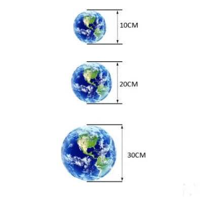 Glow in the dark 3D Earth wall sticker showing luminous planet design in three available sizes