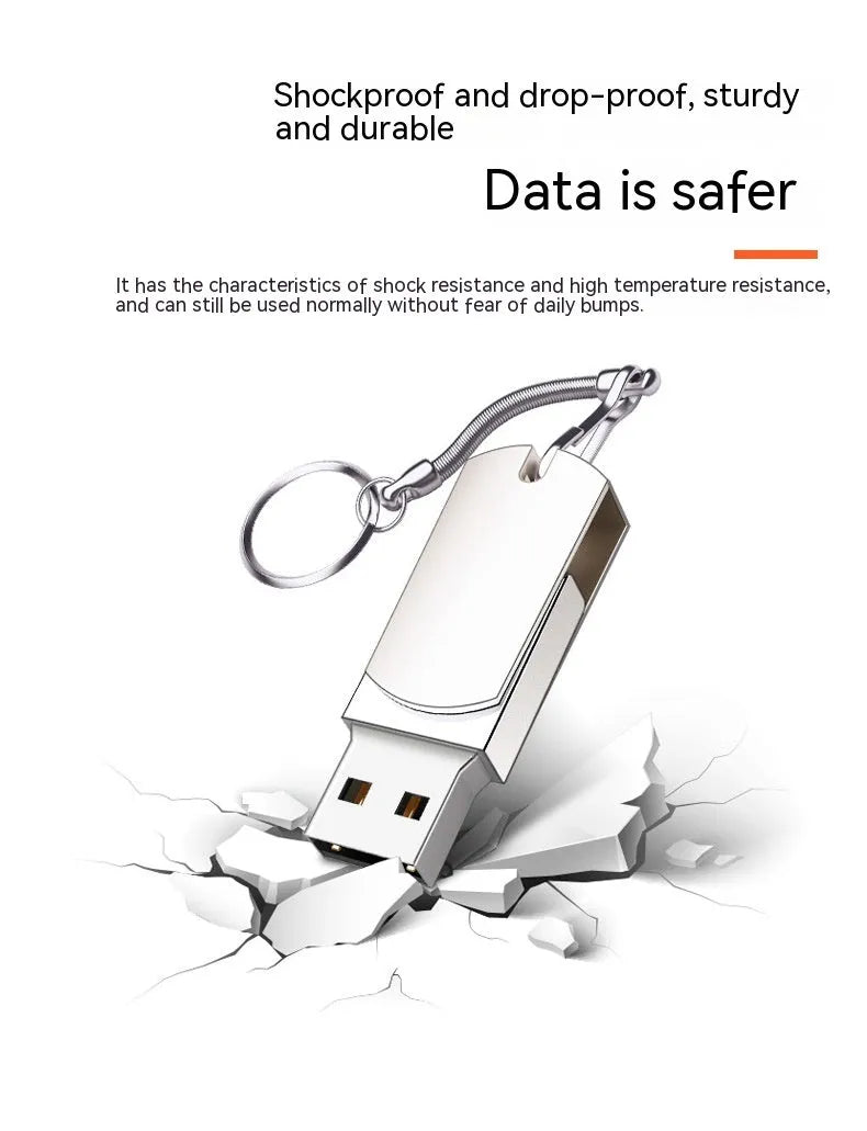 White metal USB flash drive with a rotating cap, showing 16GB capacity and USB 3.0 connector.