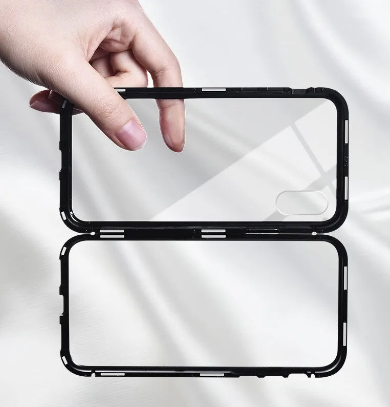 PC and metal back cover phone case for iPhone and Samsung, available in silver, black, red edge and solid white