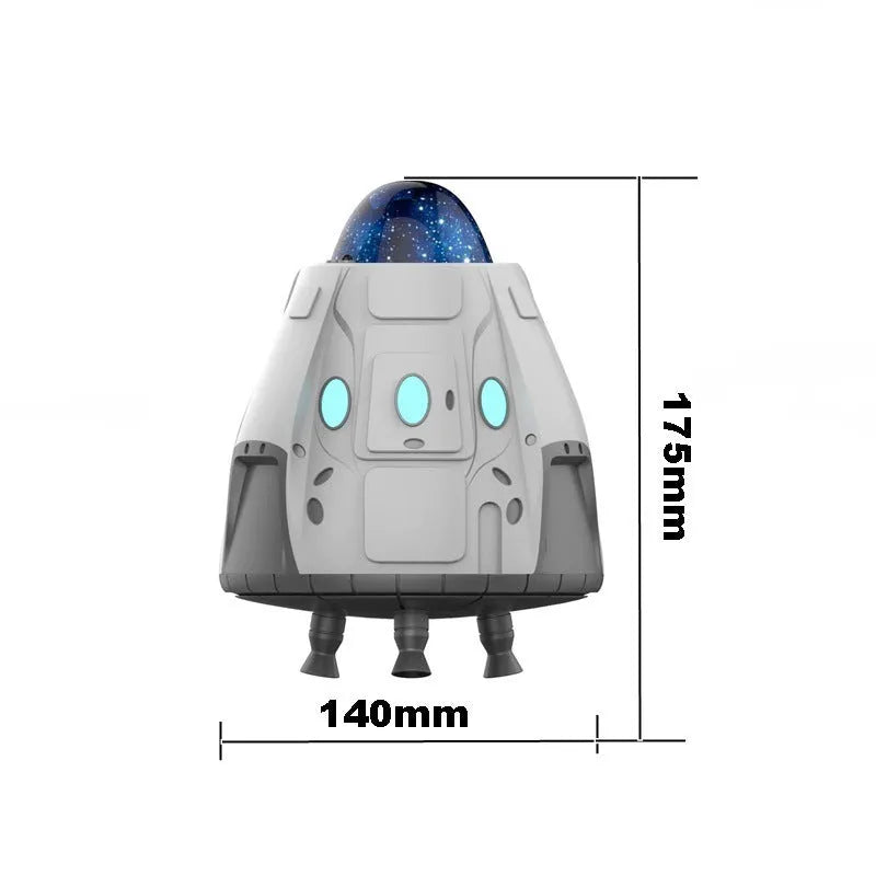 White Bluetooth northern lights ambience light with remote control on wooden surface