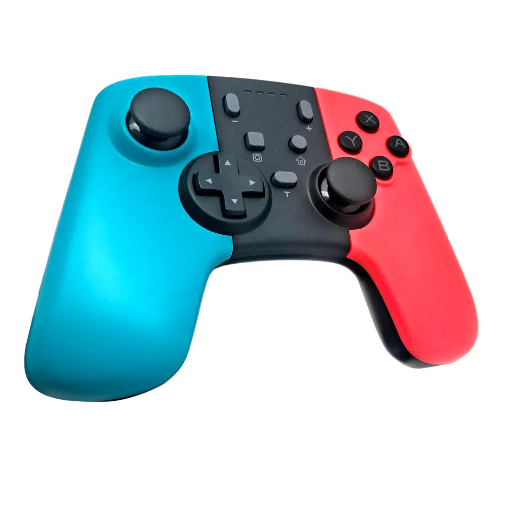 SWH wireless game controller for Nintendo Switch in hand, showing button layout and analog sticks.
