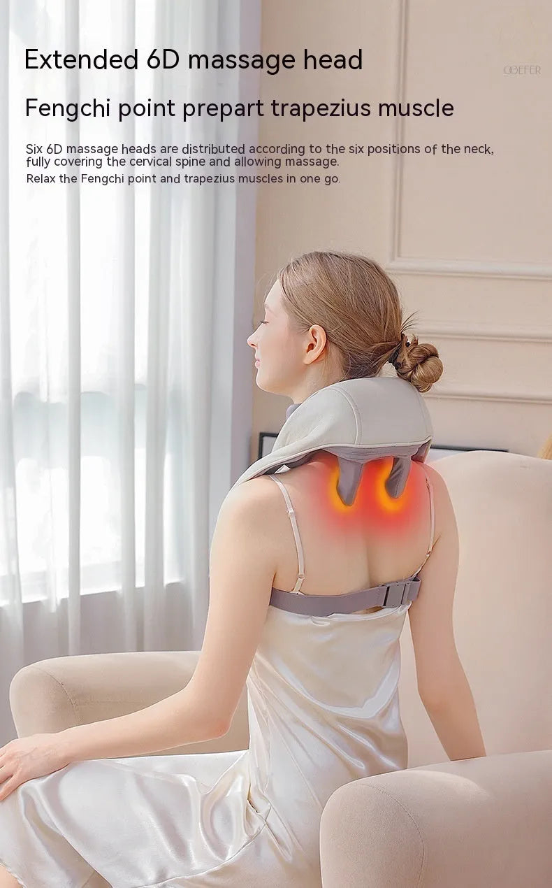 Creamy white rechargeable shoulder and neck massager with kneading nodes