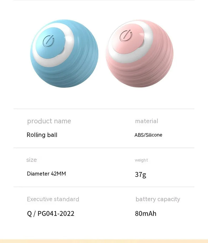 Blue rechargeable smart cat toy ball that moves automatically for indoor feline entertainment