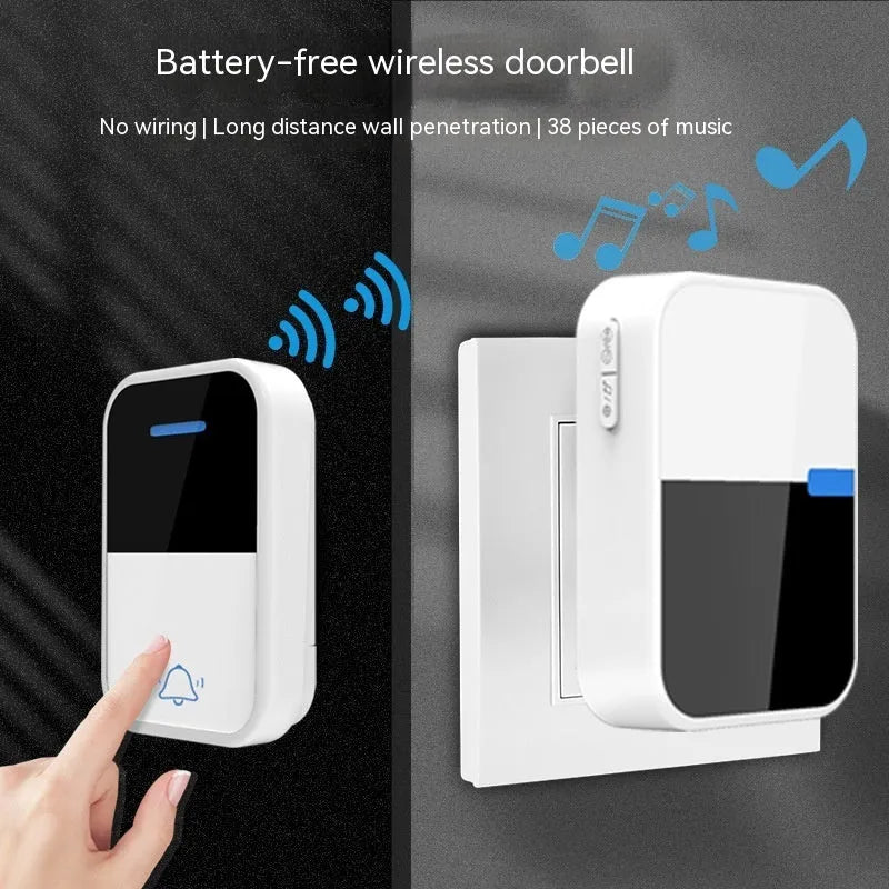 White plastic wireless doorbell with receiver and transmitter units showing modern design