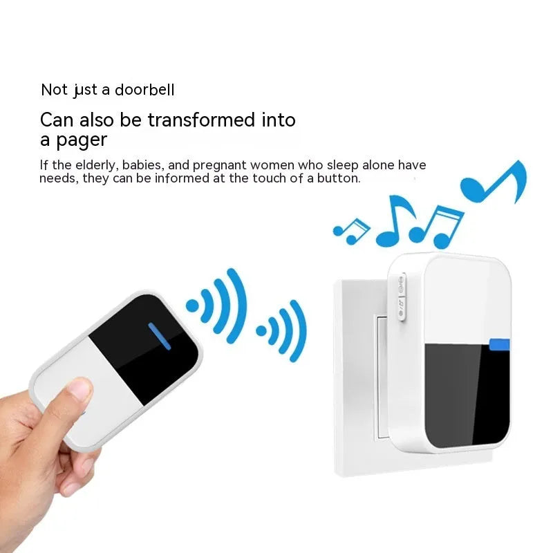 White plastic wireless doorbell with receiver and transmitter units showing modern design