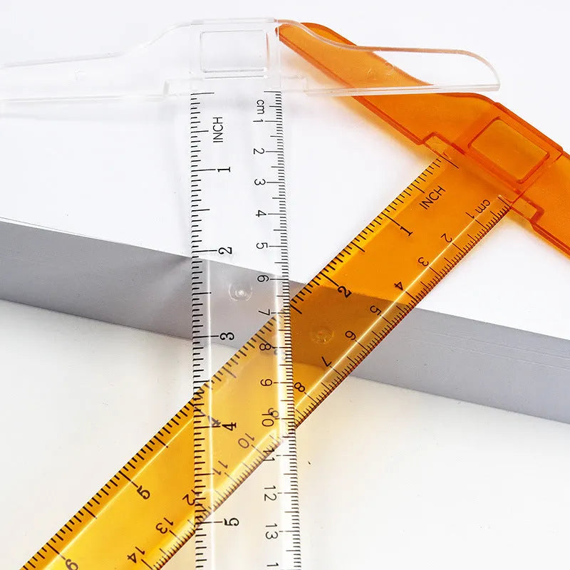 30cm plastic T-shaped ruler with transparent or orange yellow option for technical drawing