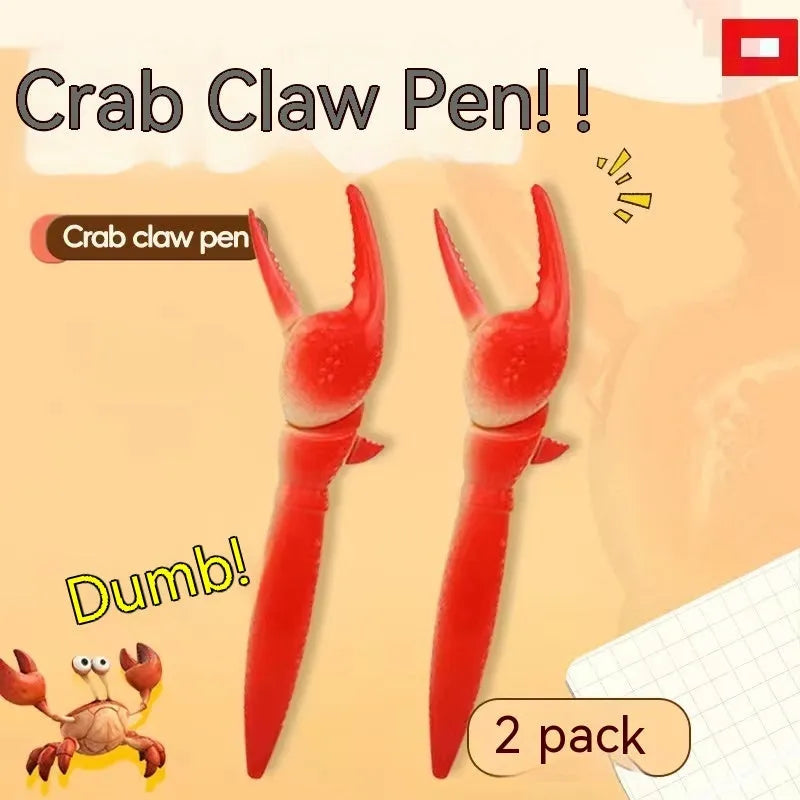 Crab claw novelty ballpoint pen with a pressable metal can clip on a white background.