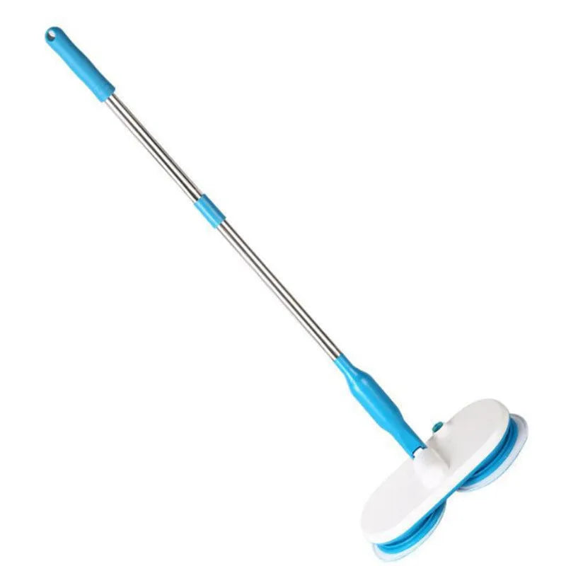 Hand-held cordless electric floor mop with USB charging port and set of washable microfiber, scrubbing, and polishing pads.
