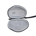 Black M720 mouse protective case with grey interior showing dimensions 14x9.8x5.5cm