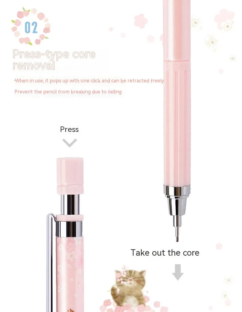 Cartoon automatic pencil set with 0.5mm lead and Sakura style mixed colour design