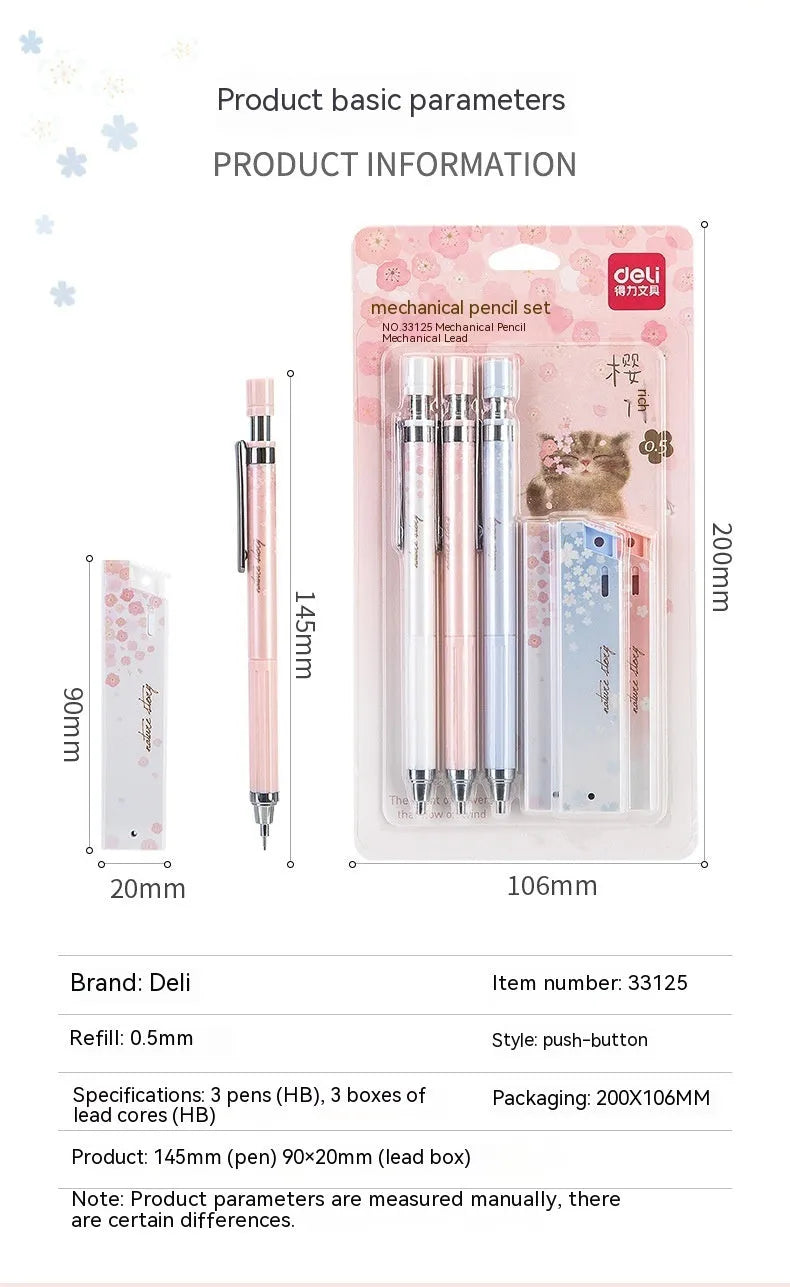 Cartoon automatic pencil set with 0.5mm lead and Sakura style mixed colour design