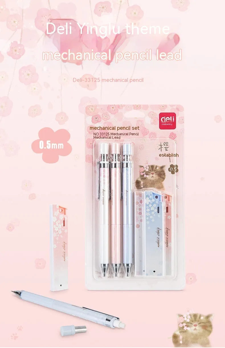 Cartoon automatic pencil set with 0.5mm lead and Sakura style mixed colour design