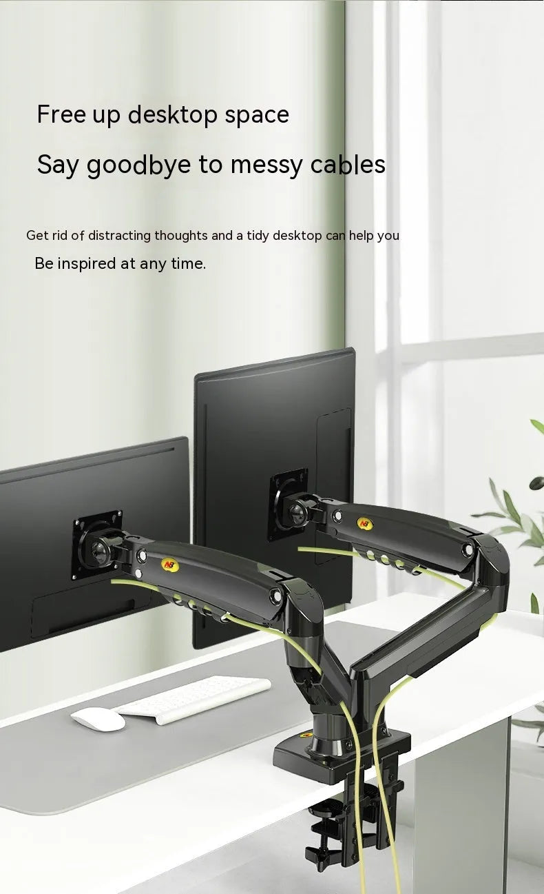Aluminium alloy dual screen monitor bracket with VESA 75-100mm mounting compatibility