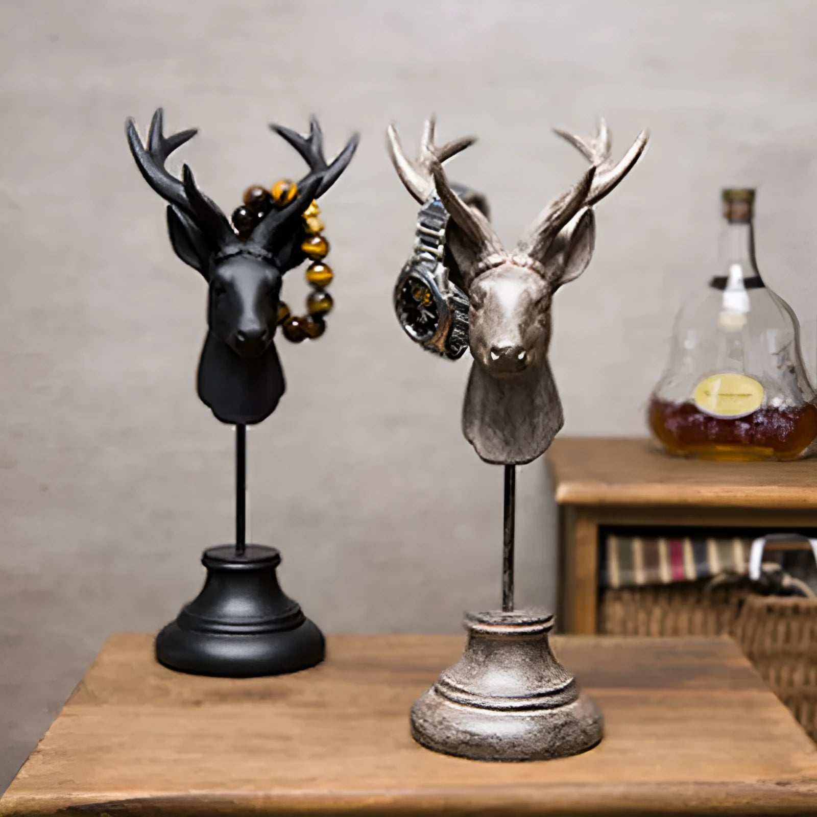 Natural resin animal home decoration sculpture in black, white, or wood colour finishes