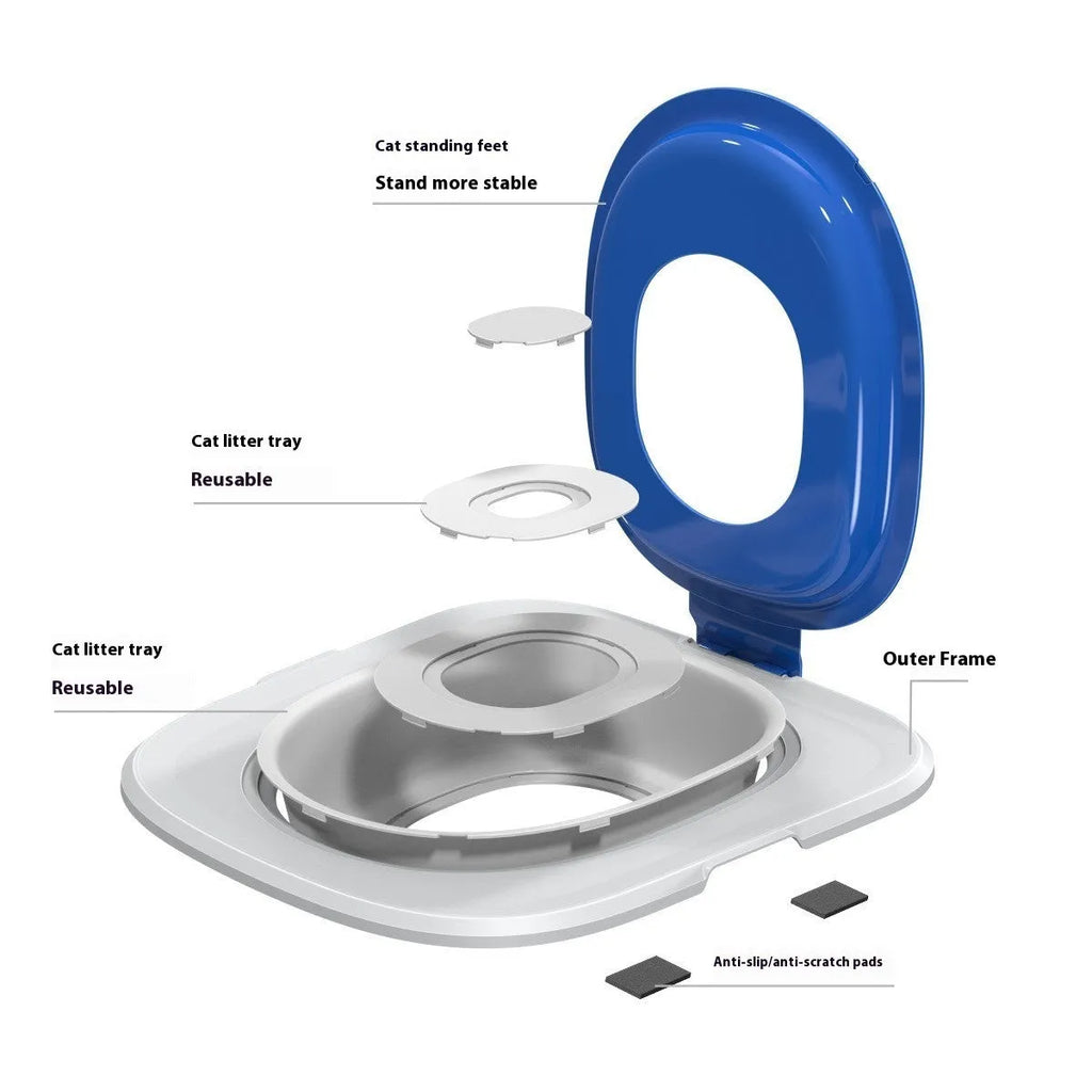 Fifth generation cat toilet trainer in ABS plastic showing new shape design