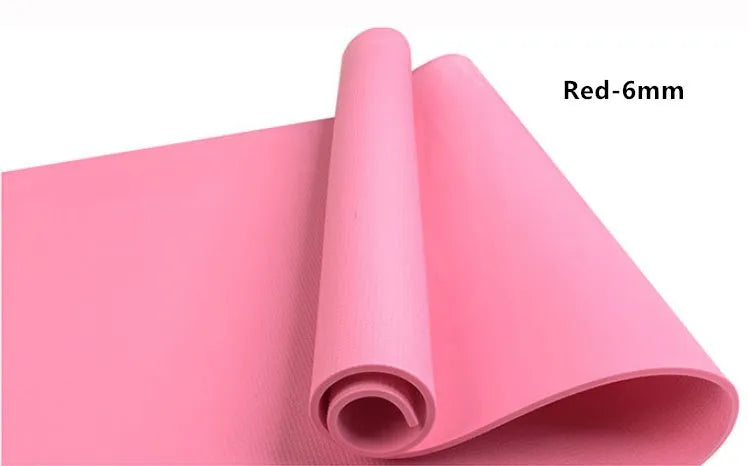 EVA yoga mat in blue showing textured anti-skid surface with thickness options