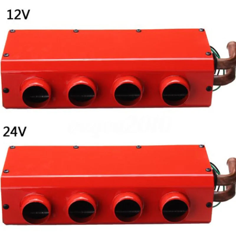 Metal car heater with four copper pipes for 12V and 24V vehicle heating systems