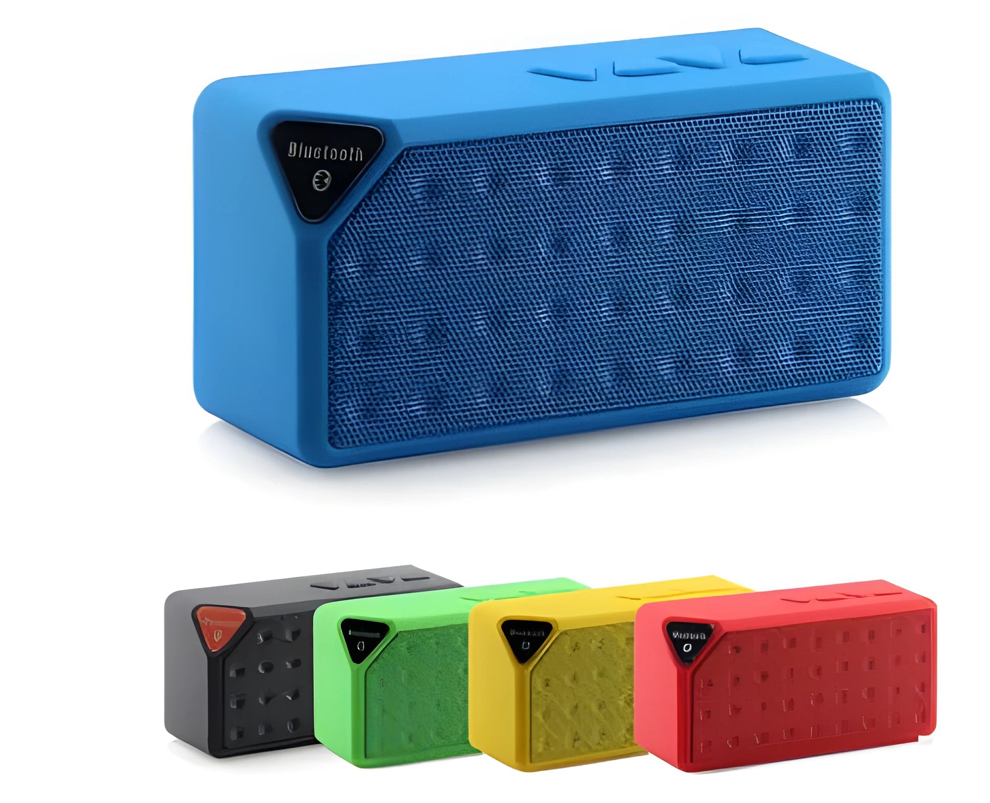 Cannon X3 mini cube-shaped wireless Bluetooth speaker in one of five colours: black, blue, green, red, or yellow.