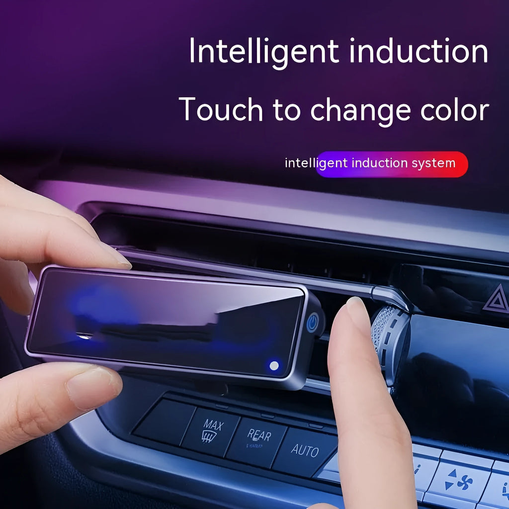 Black car vent aromatherapy diffuser with LED lights and removable fragrance sticks