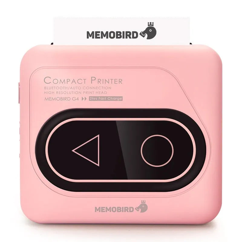 Compact Bluetooth thermal mini printer in avocado green colour with charging cable