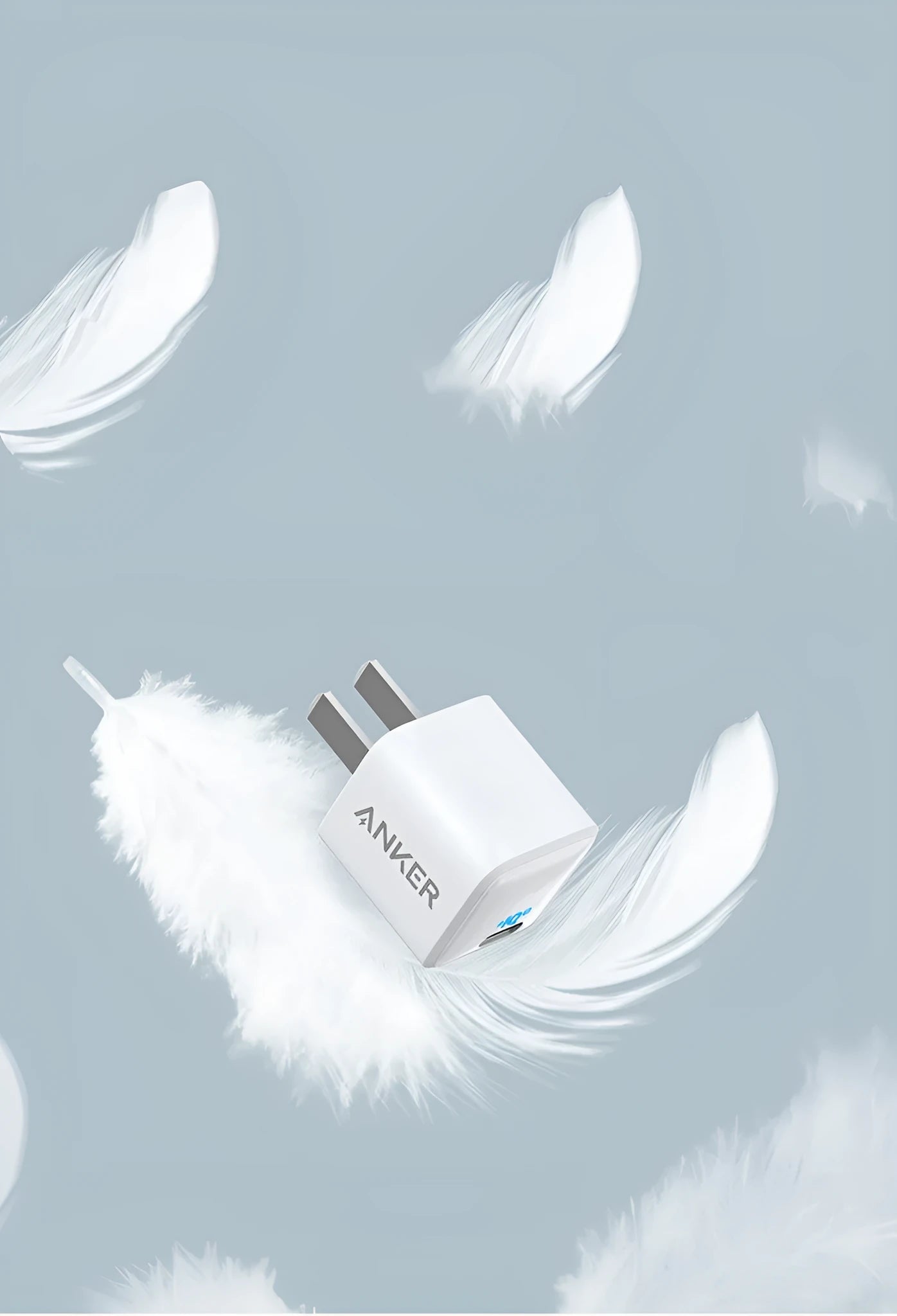 White 18W fast charging USB travel charger for mobile phones with compact design