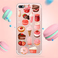 Transparent silicone phone case with ice cream pattern for iPhone, showing back and side view.