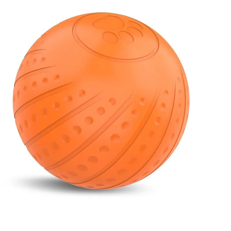 Bite-resistant rubber dog toy ball in blue, green, or orange with automatic or remote-control option