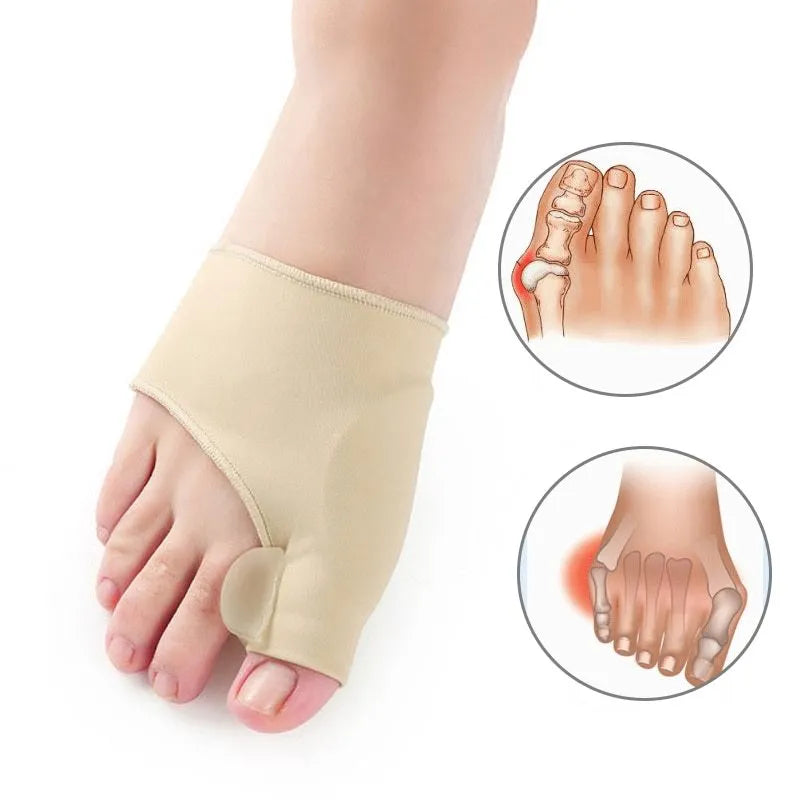 Corrective toe socks with silicone gel bunion pad and toe separator in three sizes