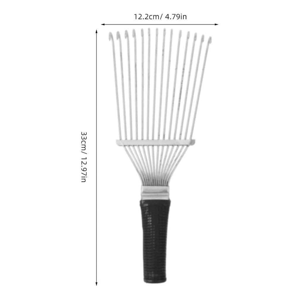 Stainless steel dematting brush rake comb for pet and livestock grooming.