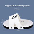 White slipper-shaped corrugated paper cat scratch board on a plain background.