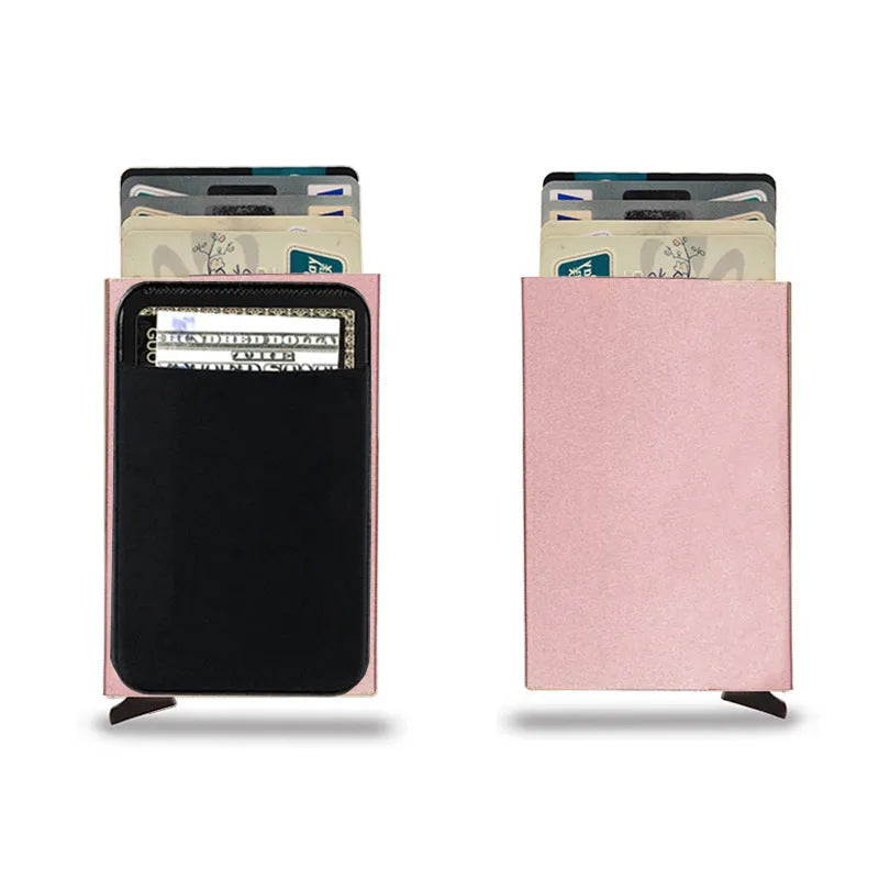 Aluminium alloy frosted metal credit card holder in chosen colour, showing slim profile.