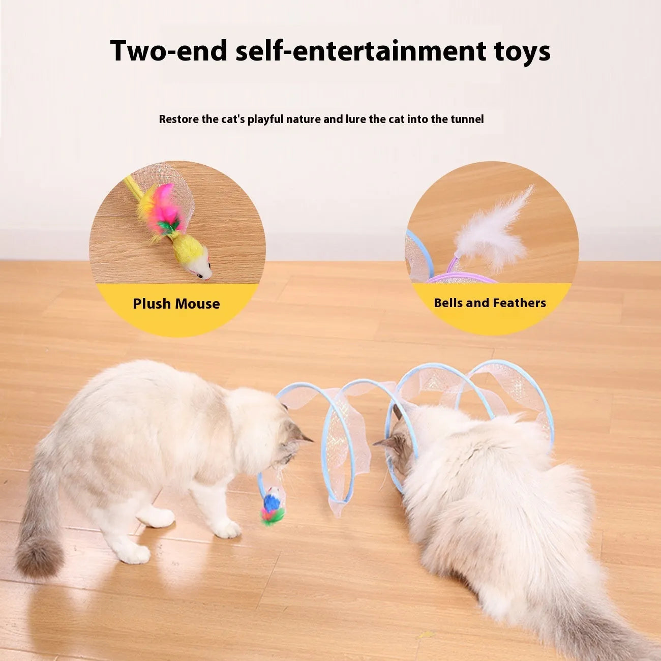 Stype Cat collapsible tunnel toy with a feather teaser inside for feline play.