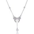 S925 silver women's necklace with butterfly heart pendant on adjustable 40-45cm O-ring chain