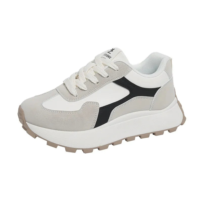 Women's flat heel sports shoes with injection moulded sole in card black, khaki red, and white gray colour options