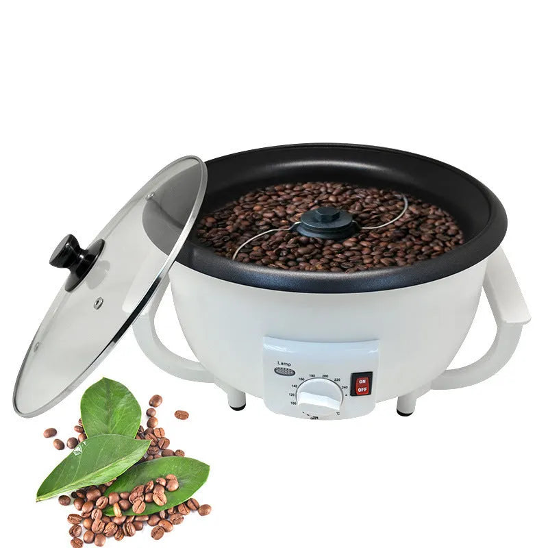 White coffee bean roasting machine with 750g capacity and UK plug