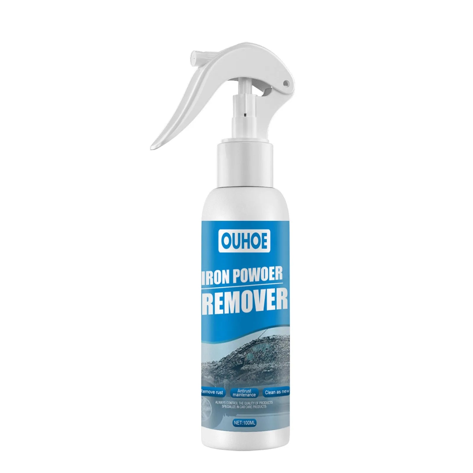 Car rust remover spray kit with blue sponge, towel, 30ml and 100ml bottles