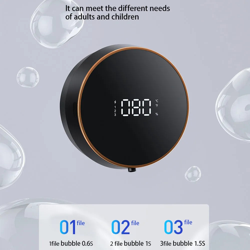 Smart automatic foam dispenser with USB charging mounted on bathroom wall