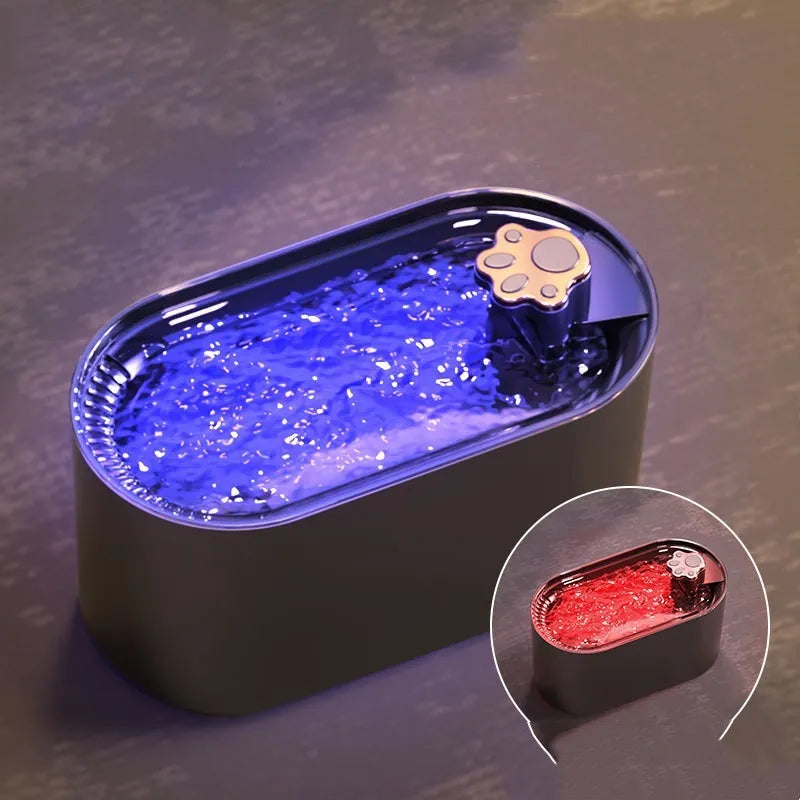 3L automatic pet water fountain with LED light, quiet pump, and triple filter system for cats and dogs