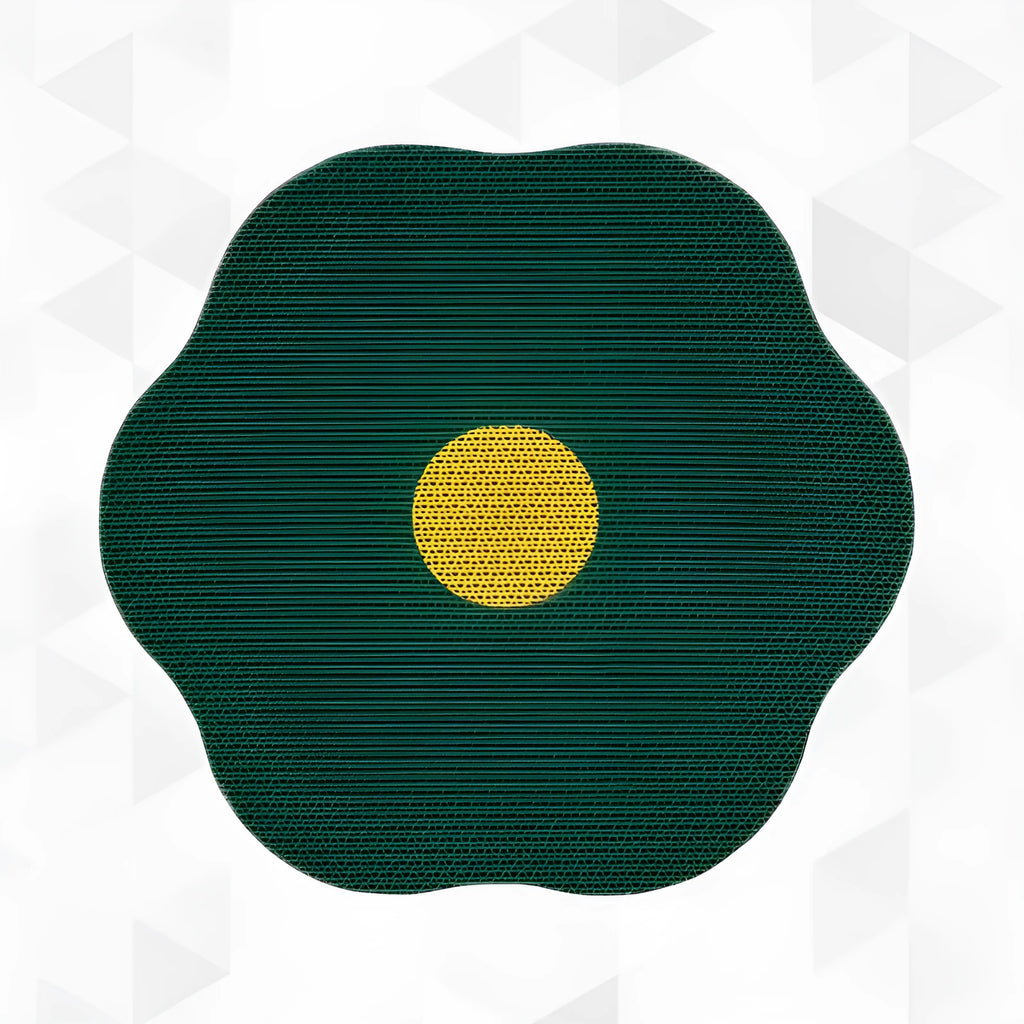 Medium wall mounted cat scratching board in green colour with corrugated texture