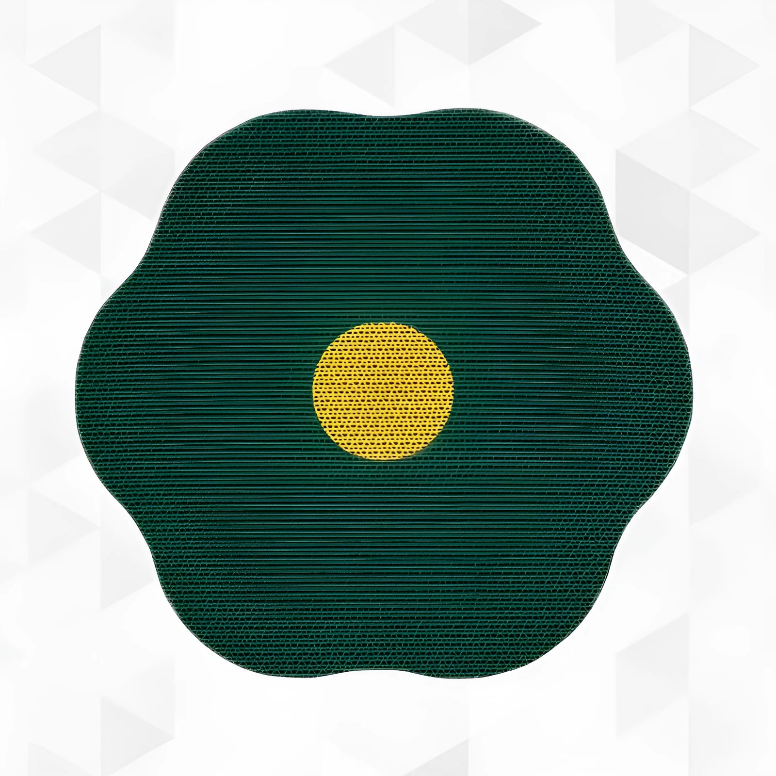 Medium wall mounted cat scratching board in green colour with corrugated texture