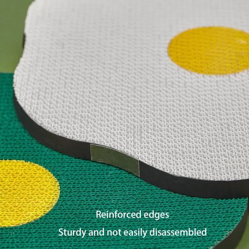 Medium wall mounted cat scratching board in green colour with corrugated texture