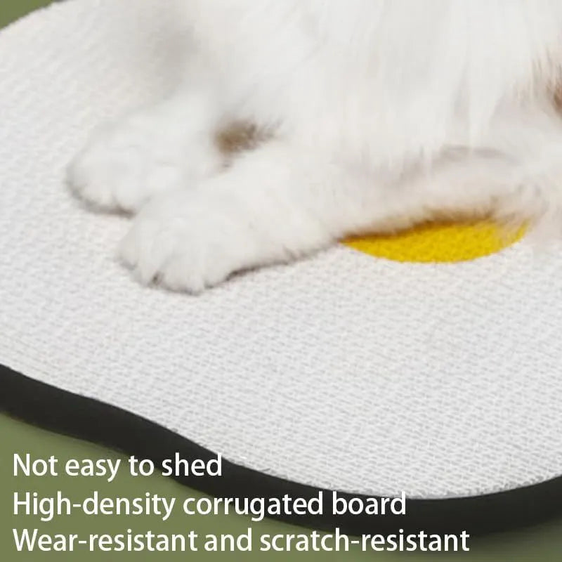 Medium wall mounted cat scratching board in green colour with corrugated texture