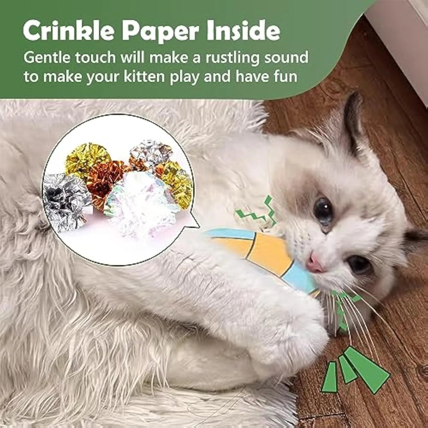 Soft plush cat flying disc toy with sports ball pattern, containing catnip and crinkle sound.